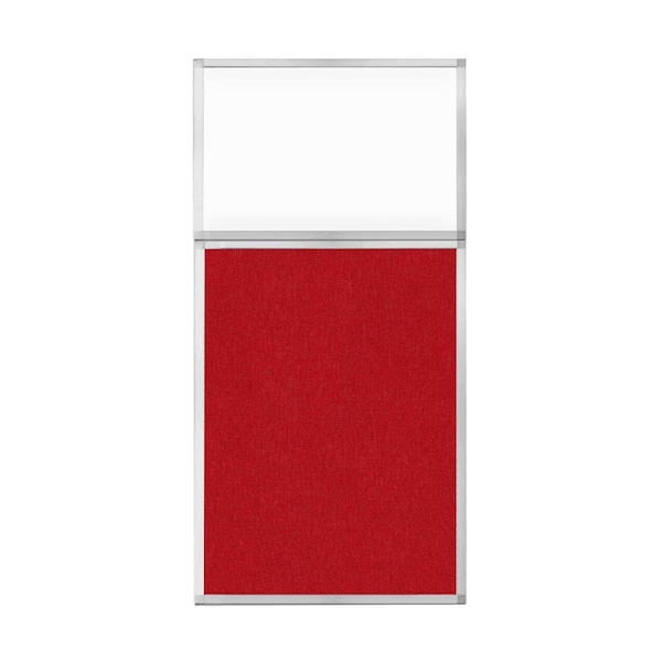 Versare Hush Panel Configurable Cubicle Partition 3' x 6' W/ Window Red Fabric Clear Window 1852327-2 - main